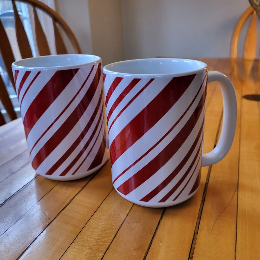 Candy Cane Mugs - Pair - 16 oz.